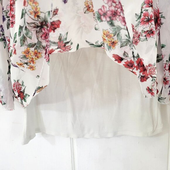 Apt. 9 Floral Chiffon Layered Blouse Women's Large  White & Multicolor - Picture 4 of 5